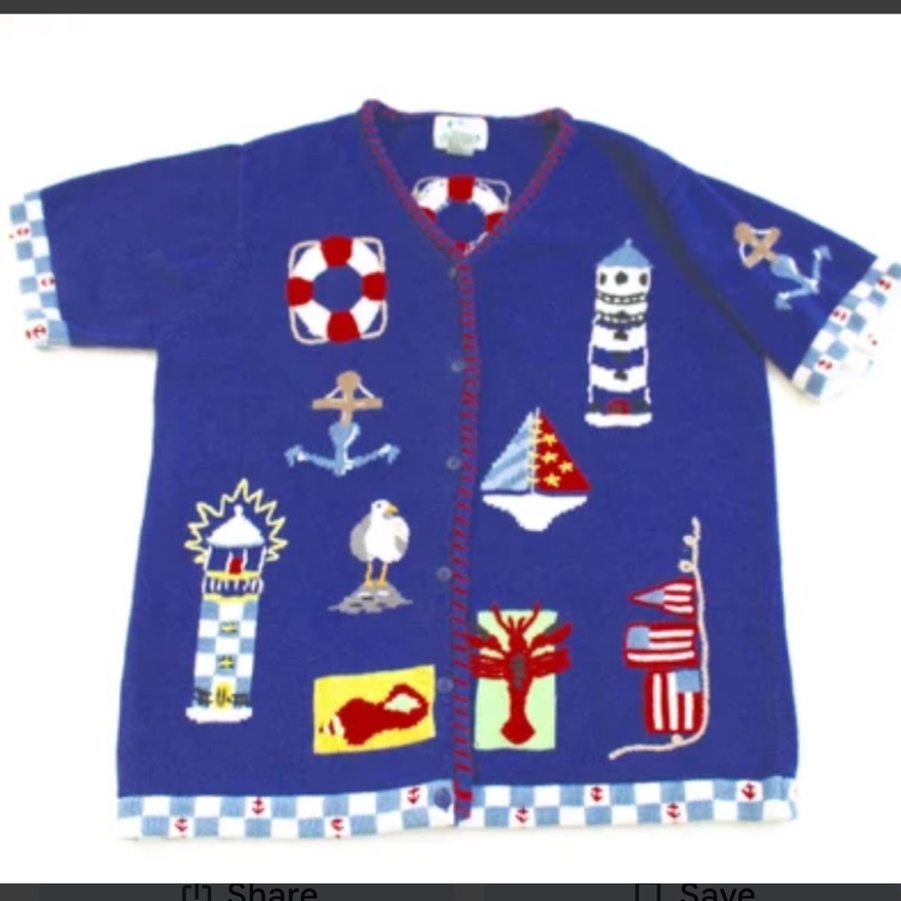 Vintage The Quacker Factory Nautical Themed Sweater, size 2X